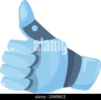 Blaue Roboterhand mit Daumen nach oben Geste, wie Übereinstimmungssymbol, moderne Technologien Stock Vektor