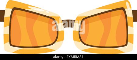 Sonnenbrille mit orangefarbenem und gelbem gestreiftem Rahmen bietet ein stilvolles und lebendiges Accessoire für sonnige Tage Stock Vektor