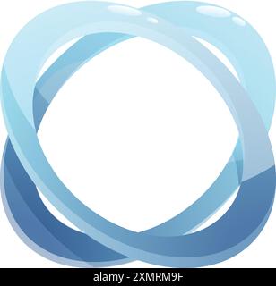 Abstrakte blaue Form, die einen Kreis mit ineinander verflochtenen Linien bildet und ein Gefühl von Harmonie und Verbindung schafft Stock Vektor