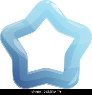 Blaue Sternform mit glänzender Oberfläche, isoliert über weißem Hintergrund Stock Vektor