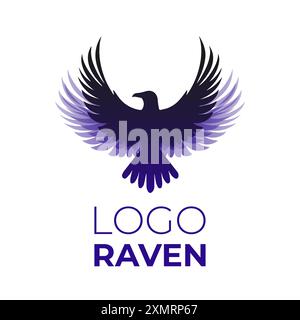 Stilisiertes Rabensymbol Logo, Symbol oder Marke isoliert auf weißem Hintergrund Stock Vektor