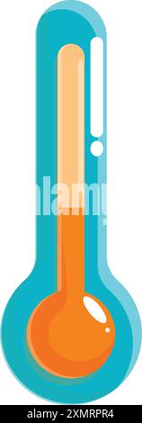 Zeichentrickthermometer, das hohe Temperaturen anzeigt, nützlich für die Darstellung von heißem Wetter oder Fieber Stock Vektor