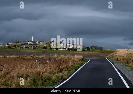 Straße zum neuen Friedhof, Flagstaff ln., St. Bride's, Neufundland, Kanada Stockfoto