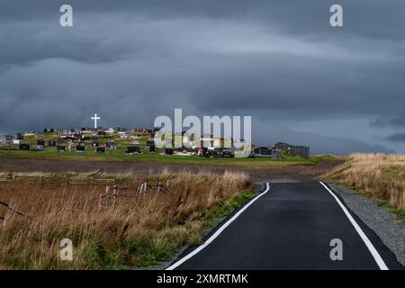 Straße zum neuen Friedhof, Flagstaff ln., St. Bride's, Neufundland, Kanada Stockfoto