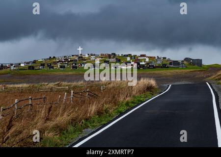 Straße zum neuen Friedhof, Flagstaff ln., St. Bride's, Neufundland, Kanada Stockfoto