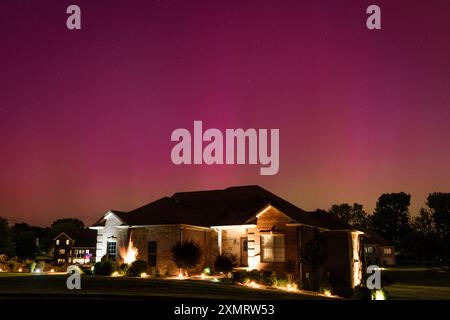 Aurora borealis am 10. Mai 2024, wie sie in Central Kentucky beobachtet wurde Stockfoto