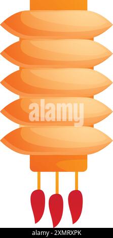 Die orange traditionelle chinesische Papierlaterne hängt mit roten Quasten Stock Vektor