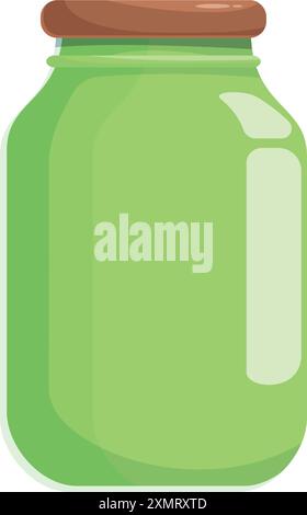 Grüner Glasbehälter mit braunem Deckel steht und wartet darauf, mit etwas gefüllt zu werden Stock Vektor