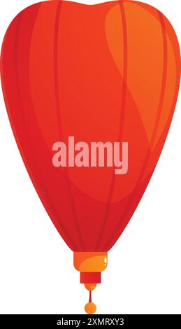 Rote herzförmige Papierlaterne, die mit einem goldfarbenen Brenner und einer roten Quaste hängt Stock Vektor