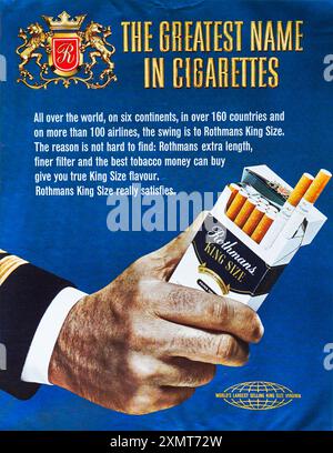 Eine Werbung aus den 1970er Jahren für Rothmans King Size Zigaretten. Stockfoto