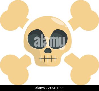 Cartoon-Schädel und gekreuzte Knochen, die Gefahr und Gift darstellen Stock Vektor