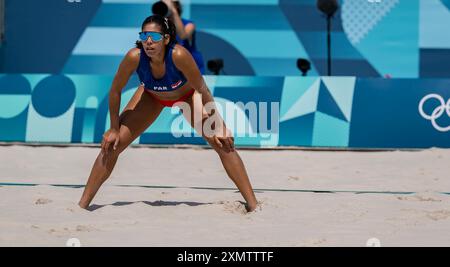 Paris, Ile de France, Frankreich. Juli 2024. Paraguays MICHELLE SHARON VALIENTE AMARILLA (PAR) (2) bereitet NUR REDAKTIONELLE VERWENDUNG vor (Bild: © Walter Arce/ZUMA Press Wire)! Nicht für kommerzielle ZWECKE! Stockfoto