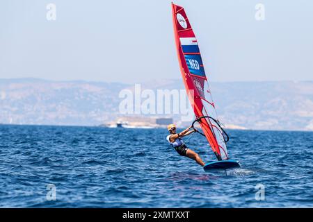 Marseille, Frankreich. Juli 2024. MARSEILLE, FRANKREICH - JULI 30: Sara Wennekes aus den Niederlanden tritt am 30. Juli 2024 an den Olympischen Spielen Paris 2024 in Marseille Marina an. (Foto von ICON Sport/BSR Agency) Credit: BSR Agency/Alamy Live News Stockfoto