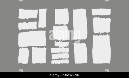 Papier und Elemente Scrapbooking Alt zerrissen zerknittert. Verschiedene Texturen Muster zerfetzte Kanten Dokument Modell. Vektorabbildung. Stock Vektor