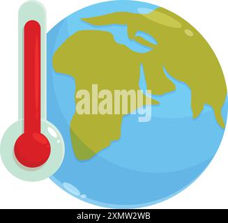 Das Thermometer zeigt eine steigende Temperatur auf dem Planeten Erde an Stock Vektor