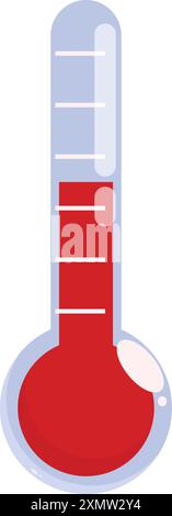 Klassisches medizinisches Thermometer mit hoher Temperaturanzeige, das Fieber oder Krankheit anzeigt Stock Vektor