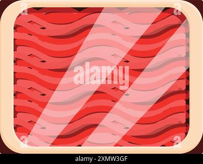 Frisch gemahlenes Rindfleisch unter Plastikfolie, bereit zum Kauf im Lebensmittelgeschäft Stock Vektor