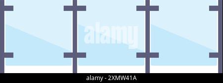 Glaspaneelzaun, der Sicherheit und Schutz vor Stürzen gewährleistet, wird häufig in der modernen Architektur verwendet Stock Vektor