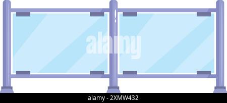 Glaszaun, der die Sicherheit in öffentlichen Bereichen gewährleistet und eine Barriere für die Kontrolle von Menschenmengen und die Fußgängerführung bietet Stock Vektor