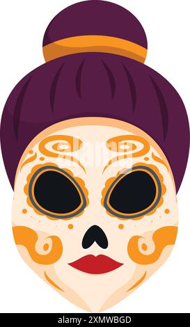 Frau mit traditionellem Calavera-Make-up, die die Dia de los muertos feiert Stock Vektor
