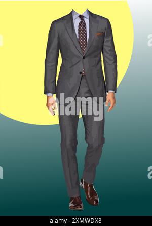 Abstrakter gutaussehender Mann ohne Gesicht. Vektor 3D-Abbildung Stock Vektor