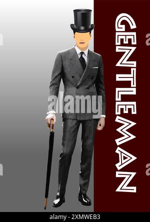 Abstrakter, gutaussehender Mann ohne Gesicht. Vektor 3D-Illustration V Stock Vektor