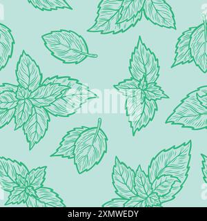 Muster mit Minzblättern Stock Vektor