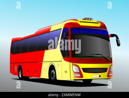 Stadtbus auf der Straße. Coach. Vektor-3D-Illustration Stock Vektor