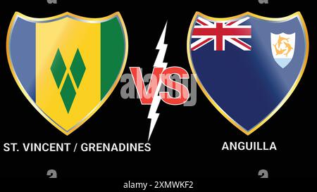 ST. Vincent und die Grenadinen gegen Anguilla Soccer spielen mit Black Background und gegen Flags Stock Vektor