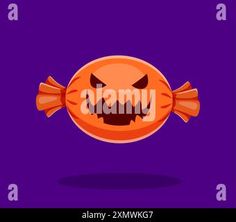 Halloween-Schriftart, Kürbis-Bindestrich oder Satzzeichen für Horror-Alphabet, Cartoon-Vektor. Halloween Schriftzeichen mit Bindestrich oder Bindestrich als beängstigender Kürbis Stock Vektor