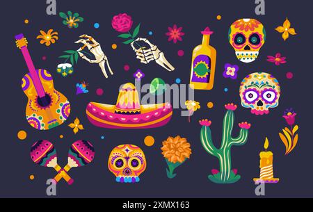 DIA de los Muertos Elementsatz Stock Vektor