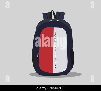 Vektorillustration der blauen Schultasche von tommy hilfiger Stock Vektor