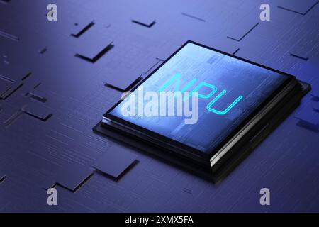 Neurochip. Prozessor Für Künstliche Intelligenz. NPU. Neural Processing Unit. Neuronaler Prozessor. Chip Für Künstliche Intelligenz. 3D-Rendering. Stockfoto