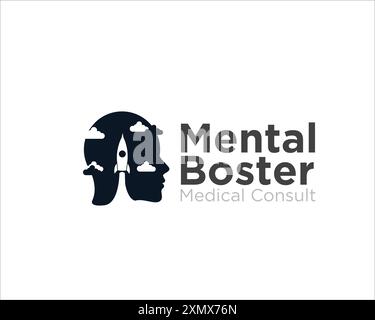 Rocket Mental Booster Logo Designs für medizinisches Logo Stock Vektor