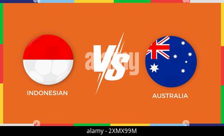 Indonesien gegen Australien republik Flagge im Kreis für Sportbanner. Vektor-Illustrator Stock Vektor