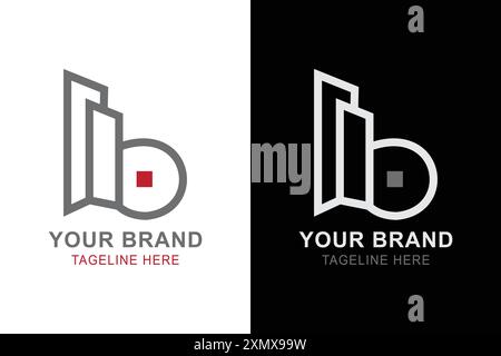 Logo mit Buchstabe B und Gebäude. Geeignet für Konstruktionslogo. Einfache Vektorkonstruktion bearbeitbar Stock Vektor
