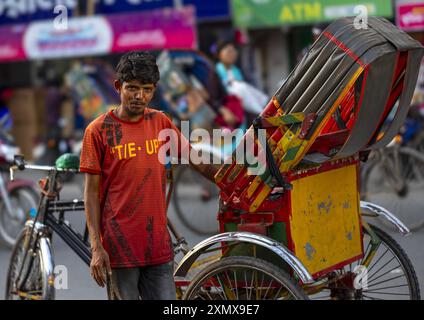 Rikscha-Fahrer, Khulna Division, Jessore, Bangladesch Stockfoto