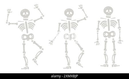 Halloween skeletons in various poses Stock Vektor