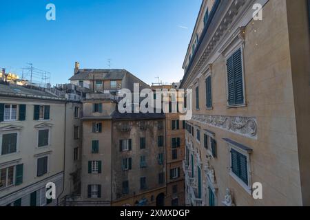 Blick auf die Rolli Paläste im historischen Zentrum von Genua, Italien. Stockfoto