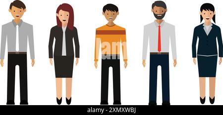 Vektor-Illustration Silhouette des Büropersonals Karikaturcharakter, Gruppe von Geschäftsleuten. Stock Vektor