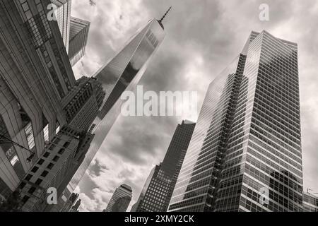 Die unverwechselbare Skyline von Lower Manhattan, New York City - USA Stockfoto