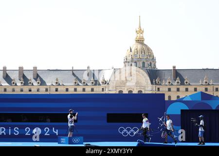 Paris, Frankreich. 30. Juli 2024. Julien Mattia/Le Pictorium - Bogenschießen - Runde 32 Einzelveranstaltung - Paris 2024 - 30/07/2024 - Frankreich/seine Saint Denis/Paris - Runde 32 der Bogenschießen-Veranstaltungen bei den Olympischen Spielen in Paris, in Les Invalides, am 30. Juli 2024. Quelle: LE PICTORIUM/Alamy Live News Stockfoto