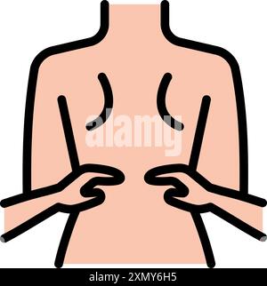 Farbvektor-Symbol für therapeutische Rückenmassage. Physiotherapie, Akupunktur, Rehabilitation. Isoliertes Vektorelement. Piktogramm für Webseite, mobile App, p Stock Vektor