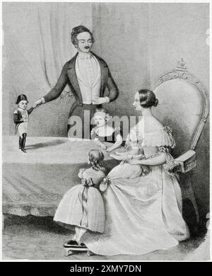 General Tom Thumb mit Königin Victoria und Prinz Albert 1846 Stockfoto