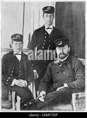 Albert Edward, Prinz von Wales mit seinen beiden ältesten Söhnen 1880 Stockfoto