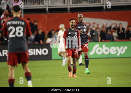 Toronto, ON, Kanada, 25. Mai 2024, L. Insigne #24 feiert sein Tor beim Major League Soccer Spiel zwischen Toronto FC und FC Cincinnati im BMO Field. Stockfoto