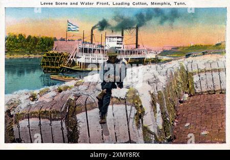 Deichszene und Water Front, Loading Cotton, Memphis Stockfoto