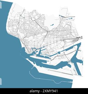 Karte von Le Havre, Frankreich. Detaillierte Stadtvektorkarte, Metropolregion. Straßenkarte mit Straßen. Stock Vektor