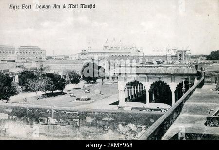 Agra Fort - Diwan-i-am und Moti Masjid - Agra, Indien Stockfoto