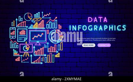 Dateninformationsgrafik Neonbanner Design Stock Vektor